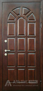 Входная дверь белая с отделкой под дерево и порошковым покрытием №62 внешняя - фото