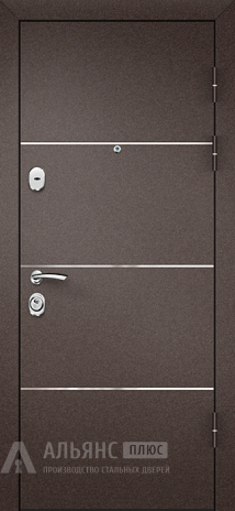 Фото «Дверь железная входная порошковая коричневая усиленная ригелем с цветом внутренней панели графит №2»